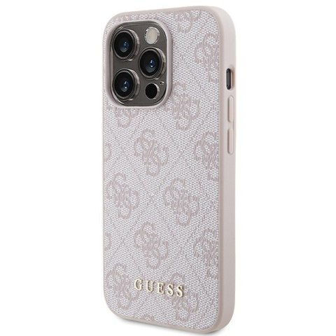 Guess nakładka do iPhone 15 Pro 6,1" GUHCP15LG4GFPI różowa HC PU 4G Metal Logo Guess nakładka do iPhone 15 Pro 6,1" GUHCP15LG4GFPI różowa HC PU 4G Metal Logo