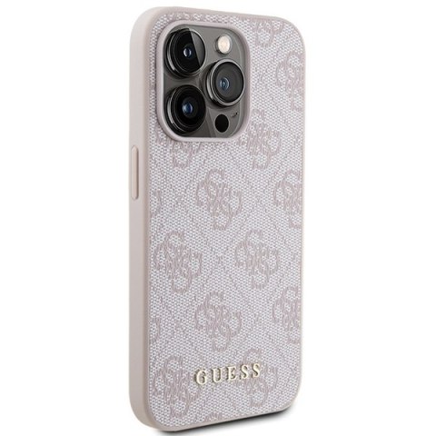 Guess nakładka do iPhone 15 Pro 6,1" GUHCP15LG4GFPI różowa HC PU 4G Metal Logo Guess nakładka do iPhone 15 Pro 6,1" GUHCP15LG4GFPI różowa HC PU 4G Metal Logo