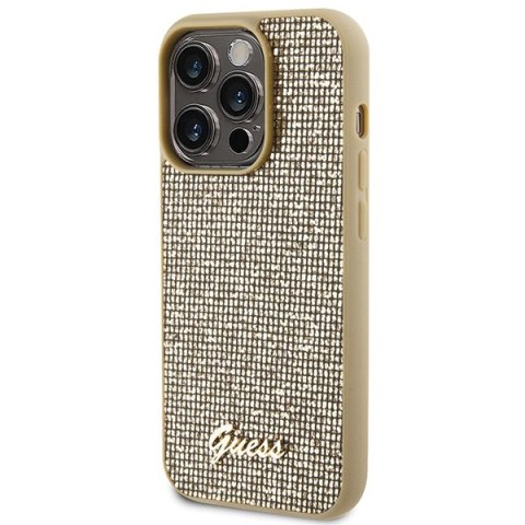 Guess nakładka do iPhone 15 Pro 6,1" GUHCP15LPMSDGSD złota HC PU Disco Script Metal Guess nakładka do iPhone 15 Pro 6,1" GUHCP15LPMSDGSD złota HC PU Disco Script Metal