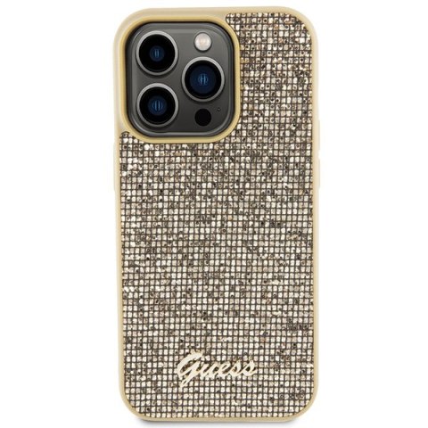 Guess nakładka do iPhone 15 Pro 6,1" GUHCP15LPMSDGSD złota HC PU Disco Script Metal Guess nakładka do iPhone 15 Pro 6,1" GUHCP15LPMSDGSD złota HC PU Disco Script Metal