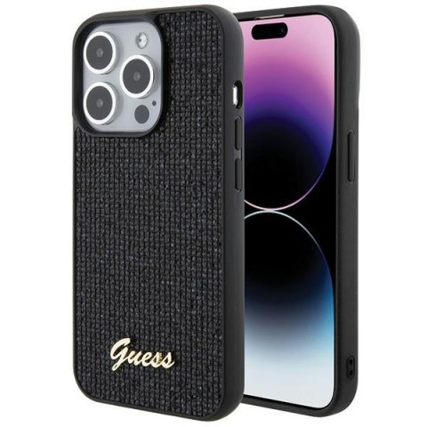 Guess nakładka do iPhone 15 Pro 6,1" GUHCP15LPMSDGSK czarna HC PU Disco Script Metal Guess nakładka do iPhone 15 Pro 6,1" GUHCP15LPMSDGSK czarna HC PU Disco Script Metal