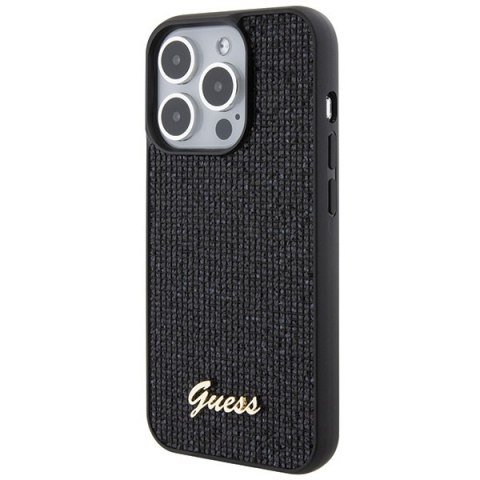 Guess nakładka do iPhone 15 Pro 6,1" GUHCP15LPMSDGSK czarna HC PU Disco Script Metal Guess nakładka do iPhone 15 Pro 6,1" GUHCP15LPMSDGSK czarna HC PU Disco Script Metal