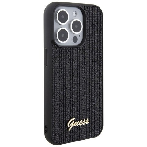 Guess nakładka do iPhone 15 Pro 6,1" GUHCP15LPMSDGSK czarna HC PU Disco Script Metal Guess nakładka do iPhone 15 Pro 6,1" GUHCP15LPMSDGSK czarna HC PU Disco Script Metal