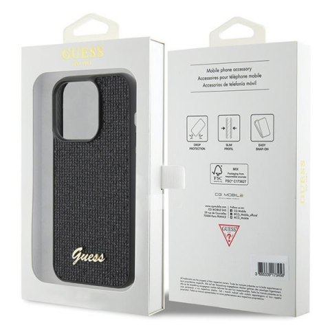 Guess nakładka do iPhone 15 Pro 6,1" GUHCP15LPMSDGSK czarna HC PU Disco Script Metal Guess nakładka do iPhone 15 Pro 6,1" GUHCP15LPMSDGSK czarna HC PU Disco Script Metal