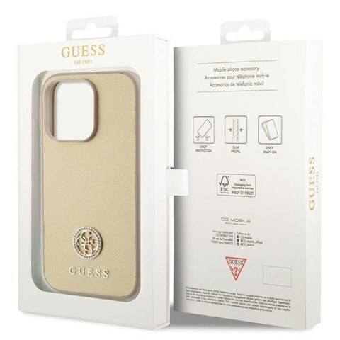 Guess nakładka do iPhone 15 Pro 6,1" GUHCP15LPS4DGPD złota HC PU 4G Metal Logo Strass Guess nakładka do iPhone 15 Pro 6,1" GUHCP15LPS4DGPD złota HC PU 4G Metal Logo Strass