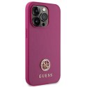 Guess nakładka do iPhone 15 Pro 6,1" GUHCP15LPS4DGPP różowa HC PU 4G Metal Logo Strass