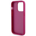 Guess nakładka do iPhone 15 Pro 6,1" GUHCP15LPS4DGPP różowa HC PU 4G Metal Logo Strass