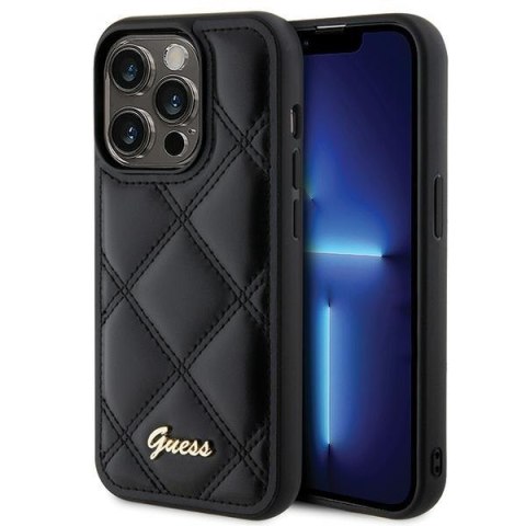 Guess nakładka do iPhone 15 Pro 6,1" GUHCP15LPSQSQSK czarna HC PU Quilted Metal Logo Guess nakładka do iPhone 15 Pro 6,1" GUHCP15LPSQSQSK czarna HC PU Quilted Metal Logo