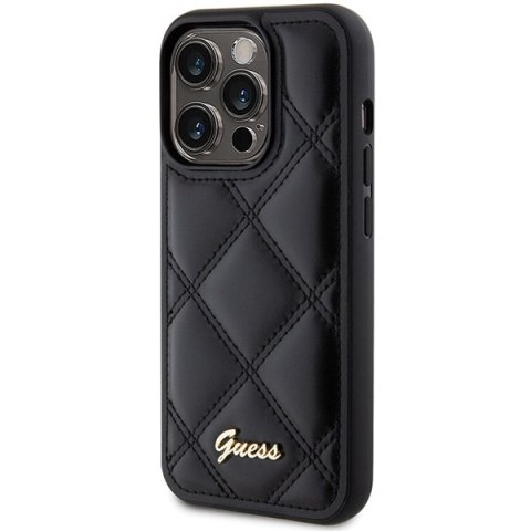 Guess nakładka do iPhone 15 Pro 6,1" GUHCP15LPSQSQSK czarna HC PU Quilted Metal Logo Guess nakładka do iPhone 15 Pro 6,1" GUHCP15LPSQSQSK czarna HC PU Quilted Metal Logo