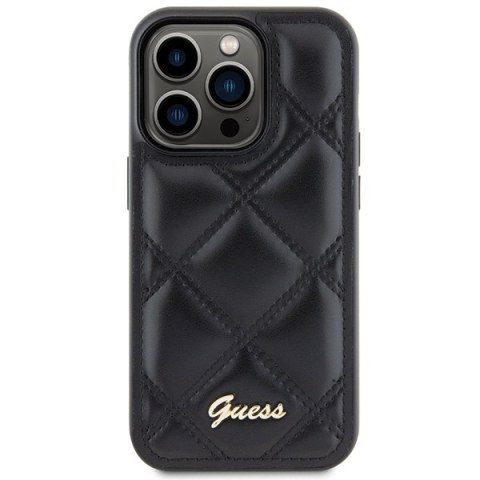 Guess nakładka do iPhone 15 Pro 6,1" GUHCP15LPSQSQSK czarna HC PU Quilted Metal Logo Guess nakładka do iPhone 15 Pro 6,1" GUHCP15LPSQSQSK czarna HC PU Quilted Metal Logo