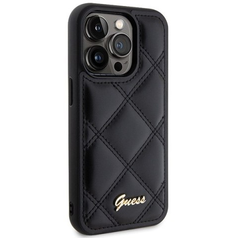 Guess nakładka do iPhone 15 Pro 6,1" GUHCP15LPSQSQSK czarna HC PU Quilted Metal Logo Guess nakładka do iPhone 15 Pro 6,1" GUHCP15LPSQSQSK czarna HC PU Quilted Metal Logo