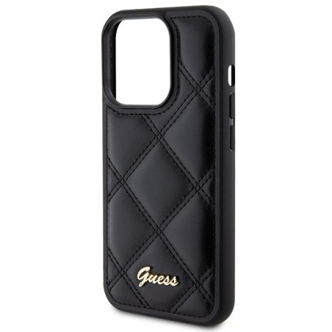 Guess nakładka do iPhone 15 Pro 6,1" GUHCP15LPSQSQSK czarna HC PU Quilted Metal Logo Guess nakładka do iPhone 15 Pro 6,1" GUHCP15LPSQSQSK czarna HC PU Quilted Metal Logo