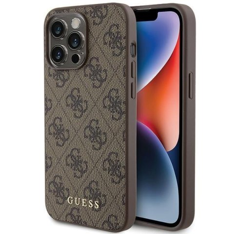 Guess nakładka do iPhone 15 Pro Max 6,7" GUHCP15XG4GFBR brązowa HC PU 4G Metal Logo Guess nakładka do iPhone 15 Pro Max 6,7" GUHCP15XG4GFBR brązowa HC PU 4G Metal Logo