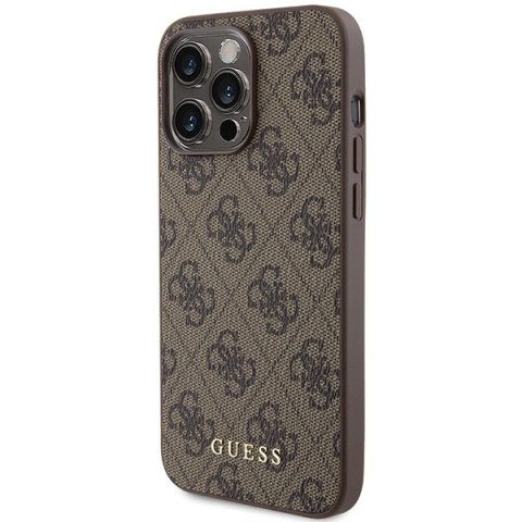 Guess nakładka do iPhone 15 Pro Max 6,7" GUHCP15XG4GFBR brązowa HC PU 4G Metal Logo Guess nakładka do iPhone 15 Pro Max 6,7" GUHCP15XG4GFBR brązowa HC PU 4G Metal Logo