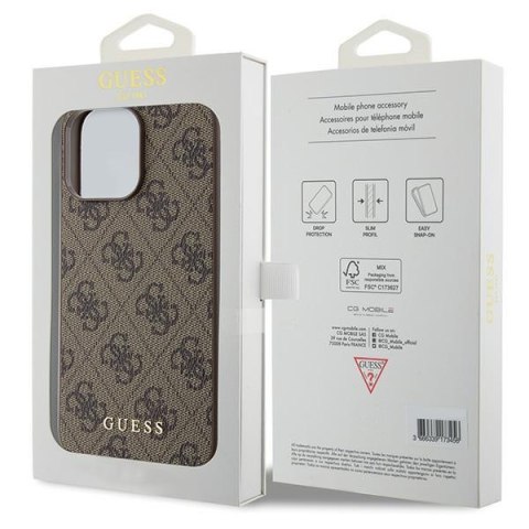 Guess nakładka do iPhone 15 Pro Max 6,7" GUHCP15XG4GFBR brązowa HC PU 4G Metal Logo Guess nakładka do iPhone 15 Pro Max 6,7" GUHCP15XG4GFBR brązowa HC PU 4G Metal Logo