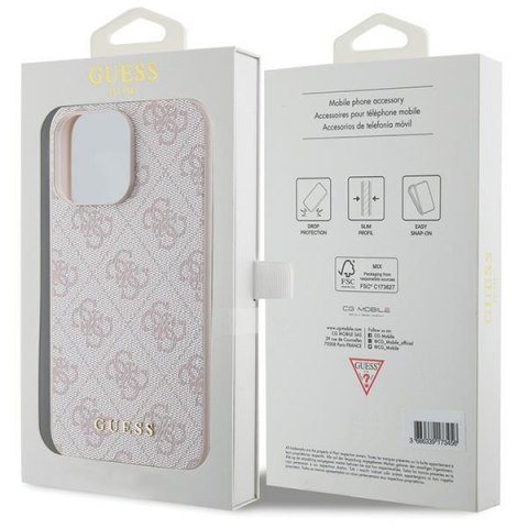 Guess nakładka do iPhone 15 Pro Max 6,7" GUHCP15XG4GFPI różowa HC PU 4G Metal Logo Guess nakładka do iPhone 15 Pro Max 6,7" GUHCP15XG4GFPI różowa HC PU 4G Metal Logo