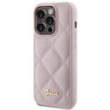 Guess nakładka do iPhone 15 Pro Max 6,7" GUHCP15XPSQSQSP różowa HC PU Quilted Metal Logo