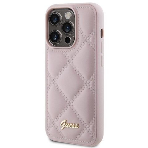Guess nakładka do iPhone 15 Pro Max 6,7" GUHCP15XPSQSQSP różowa HC PU Quilted Metal Logo Guess nakładka do iPhone 15 Pro Max 6,7" GUHCP15XPSQSQSP różowa HC PU Quilted Metal Logo