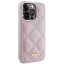 Guess nakładka do iPhone 15 Pro Max 6,7" GUHCP15XPSQSQSP różowa HC PU Quilted Metal Logo