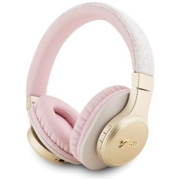Guess słuchawki nauszne Bluetooth GUBH604GEMP różowe 4G PU Leather With Script Metal Logo