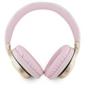 Guess słuchawki nauszne Bluetooth GUBH604GEMP różowe 4G PU Leather With Script Metal Logo