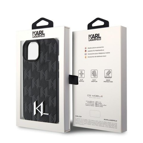 Karl Lagerfeld nakładka do iPhone 15 6,1" KLHCP15SPKLPKLK czarna HC Hot Stamp Monogram KL Metal Logo Karl Lagerfeld nakładka do iPhone 15 6,1" KLHCP15SPKLPKLK czarna HC Hot Stamp Monogram KL Metal Logo