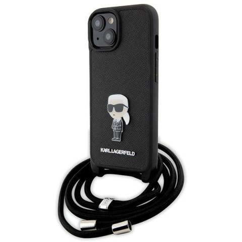 Karl Lagerfeld nakładka do iPhone 15 6,1" KLHCP15SSASKNPSK czarna HC Saffiano Ikonik Metal Pin Monogram Crossbody Karl Lagerfeld nakładka do iPhone 15 6,1" KLHCP15SSASKNPSK czarna HC Saffiano Ikonik Metal Pin Monogram Crossbody