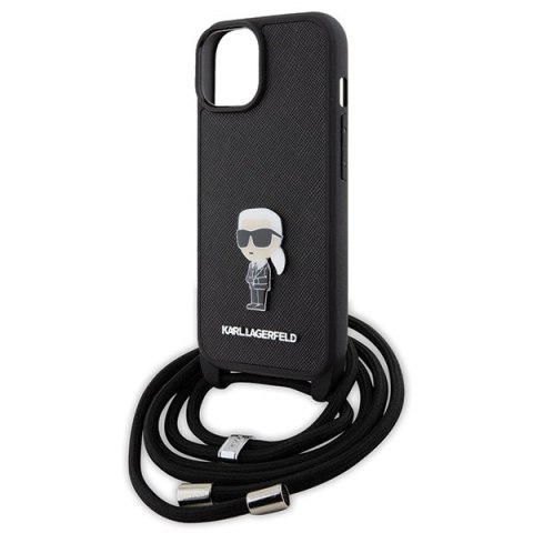 Karl Lagerfeld nakładka do iPhone 15 6,1" KLHCP15SSASKNPSK czarna HC Saffiano Ikonik Metal Pin Monogram Crossbody Karl Lagerfeld nakładka do iPhone 15 6,1" KLHCP15SSASKNPSK czarna HC Saffiano Ikonik Metal Pin Monogram Crossbody