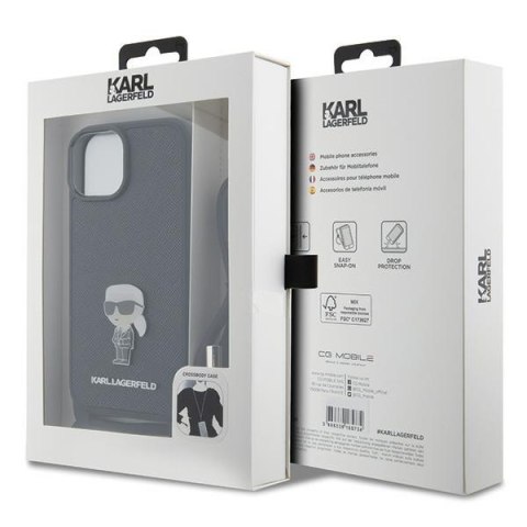 Karl Lagerfeld nakładka do iPhone 15 6,1" KLHCP15SSASKNPSK czarna HC Saffiano Ikonik Metal Pin Monogram Crossbody Karl Lagerfeld nakładka do iPhone 15 6,1" KLHCP15SSASKNPSK czarna HC Saffiano Ikonik Metal Pin Monogram Crossbody