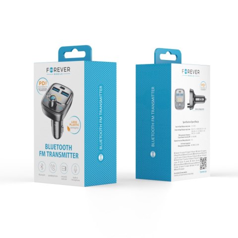 Forever transmiter FM Bluetooth 2 x USB-A 1 x USB-C PD 30W TR-370 czarny Forever transmiter FM Bluetooth 2 x USB-A 1 x USB-C PD 30W TR-370 czarny