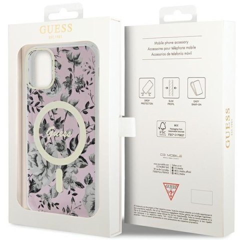 Guess nakładka do iPhone 11 / XR 6.1" GUHMN61HCFWSP różowa hardcase Flower MagSafe Guess nakładka do iPhone 11 / XR 6.1" GUHMN61HCFWSP różowa hardcase Flower MagSafe
