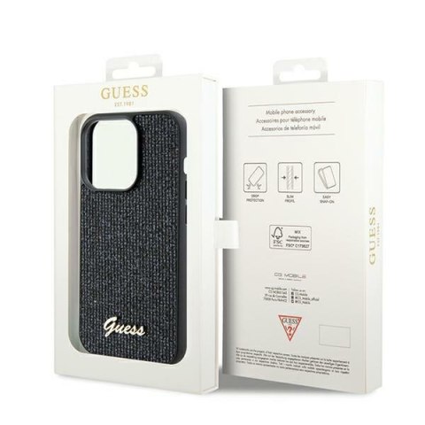 Guess nakładka do iPhone 13 Pro 6,1" GUHCP13LPMSDGSK czarna HC PU DISCO SCRIPT METAL Guess nakładka do iPhone 13 Pro 6,1" GUHCP13LPMSDGSK czarna HC PU DISCO SCRIPT METAL