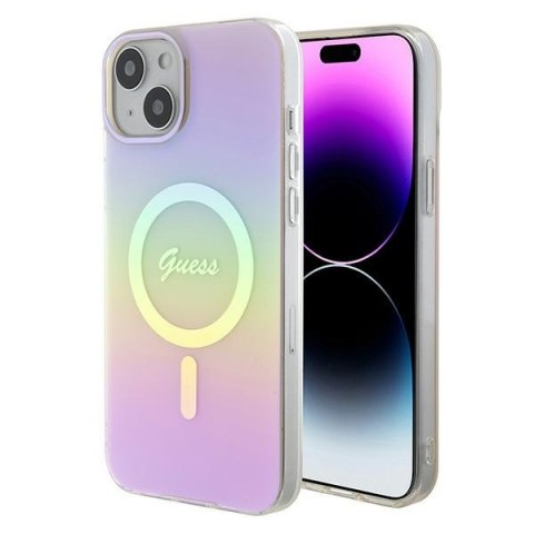 Guess nakładka do iPhone 15 6,1" GUHMP15SHITSP różowa hardcase IML Iridescent MagSafe Guess nakładka do iPhone 15 6,1" GUHMP15SHITSP różowa hardcase IML Iridescent MagSafe