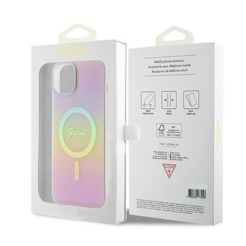 Guess nakładka do iPhone 15 6,1" GUHMP15SHITSP różowa hardcase IML Iridescent MagSafe Guess nakładka do iPhone 15 6,1" GUHMP15SHITSP różowa hardcase IML Iridescent MagSafe