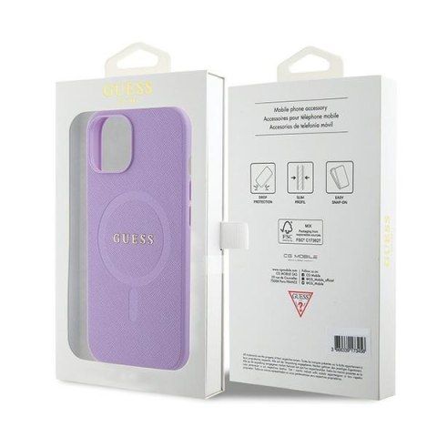 Guess nakładka do iPhone 15 6,1" GUHMP15SPSAHMCU fioletowa hardcase Saffiano MagSafe Guess nakładka do iPhone 15 6,1" GUHMP15SPSAHMCU fioletowa hardcase Saffiano MagSafe