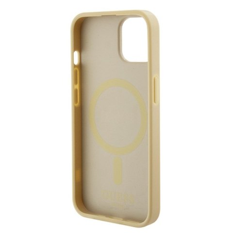 Guess nakładka do iPhone 15 Plus 6,7" GUHMP15MPSAHMCB złota hardcase Saffiano MagSafe Guess nakładka do iPhone 15 Plus 6,7" GUHMP15MPSAHMCB złota hardcase Saffiano MagSafe