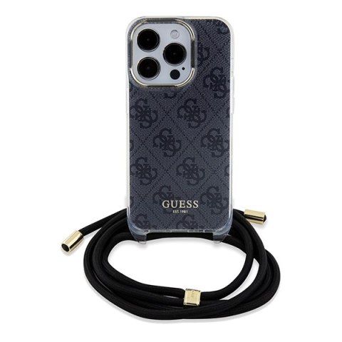 Guess nakładka do iPhone 15 Pro 6,1" GUHCP15LHC4SEK czarna HC CROSSBODY CORD 4G PRINT Guess nakładka do iPhone 15 Pro 6,1" GUHCP15LHC4SEK czarna HC CROSSBODY CORD 4G PRINT