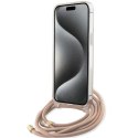 Guess nakładka do iPhone 15 Pro 6,1" GUHCP15LHC4SEP różowa HC CROSSBODY CORD 4G PRINT