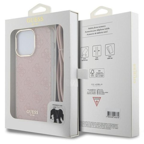 Guess nakładka do iPhone 15 Pro 6,1" GUHCP15LHC4SEP różowa HC CROSSBODY CORD 4G PRINT Guess nakładka do iPhone 15 Pro 6,1" GUHCP15LHC4SEP różowa HC CROSSBODY CORD 4G PRINT