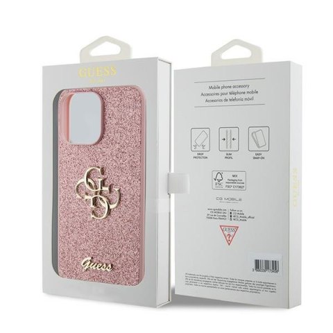 Guess nakładka do iPhone 15 Pro 6,1" GUHCP15LHG4SGP różowa hardcase Glitter Script Big 4G Guess nakładka do iPhone 15 Pro 6,1" GUHCP15LHG4SGP różowa hardcase Glitter Script Big 4G