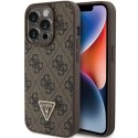 Guess nakładka do iPhone 15 Pro 6,1" GUHCP15LP4TDPW brązowa hardcase Leather 4G Triangle Strass