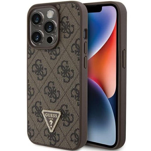 Guess nakładka do iPhone 15 Pro 6,1" GUHCP15LP4TDPW brązowa hardcase Leather 4G Triangle Strass Guess nakładka do iPhone 15 Pro 6,1" GUHCP15LP4TDPW brązowa hardcase Leather 4G Triangle Strass