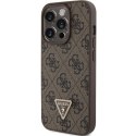 Guess nakładka do iPhone 15 Pro 6,1" GUHCP15LP4TDPW brązowa hardcase Leather 4G Triangle Strass