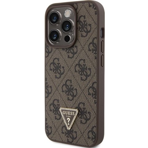 Guess nakładka do iPhone 15 Pro 6,1" GUHCP15LP4TDPW brązowa hardcase Leather 4G Triangle Strass Guess nakładka do iPhone 15 Pro 6,1" GUHCP15LP4TDPW brązowa hardcase Leather 4G Triangle Strass