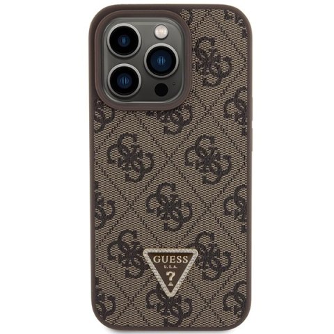 Guess nakładka do iPhone 15 Pro 6,1" GUHCP15LP4TDPW brązowa hardcase Leather 4G Triangle Strass Guess nakładka do iPhone 15 Pro 6,1" GUHCP15LP4TDPW brązowa hardcase Leather 4G Triangle Strass