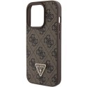 Guess nakładka do iPhone 15 Pro 6,1" GUHCP15LP4TDPW brązowa hardcase Leather 4G Triangle Strass