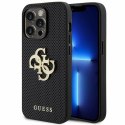 Guess nakładka do iPhone 15 Pro 6,1" GUHCP15LPSP4LGK czarna hardcase Leather Perforated 4G Glitter Logo
