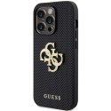 Guess nakładka do iPhone 15 Pro 6,1" GUHCP15LPSP4LGK czarna hardcase Leather Perforated 4G Glitter Logo