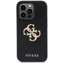 Guess nakładka do iPhone 15 Pro 6,1" GUHCP15LPSP4LGK czarna hardcase Leather Perforated 4G Glitter Logo