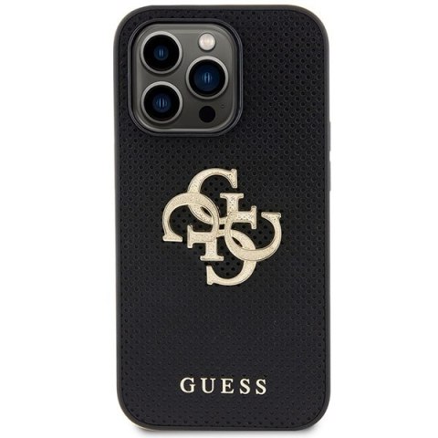 Guess nakładka do iPhone 15 Pro 6,1" GUHCP15LPSP4LGK czarna hardcase Leather Perforated 4G Glitter Logo Guess nakładka do iPhone 15 Pro 6,1" GUHCP15LPSP4LGK czarna hardcase Leather Perforated 4G Glitter Logo